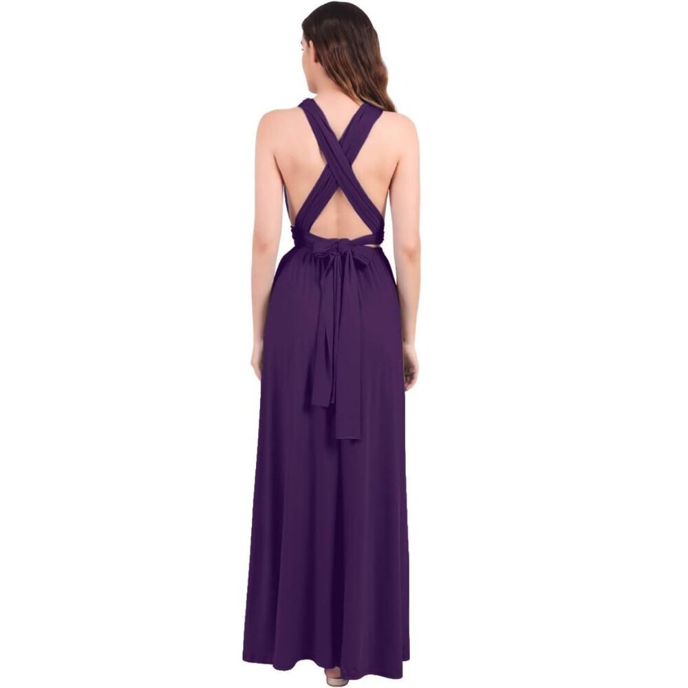 Multi-Wear Bridesmaid Wrap Dress Elastic Waist Versatile Convertible Maxi Gown S - Picture 2 of 8